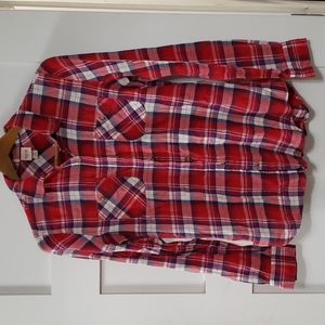 Women's Mossimo Lightweight Red Plaid  Flannel Shirt, Size M